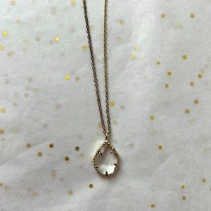 Kendra Scott Clear Stone & Gold Metal Teardrop Necklace